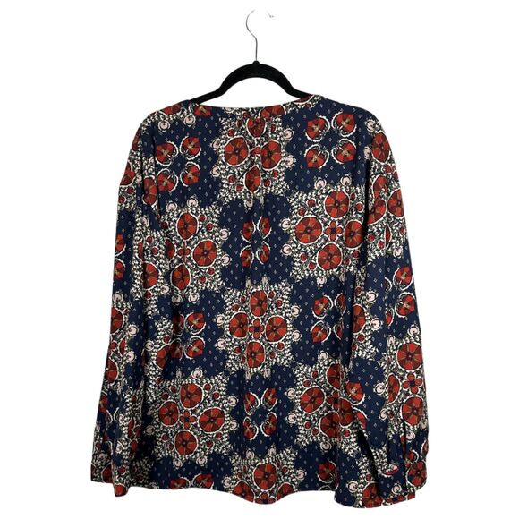 Wonderly Blue Abstract Pattern Placket Long Sleeve Blouse Size 1X - Picture 3 of 7